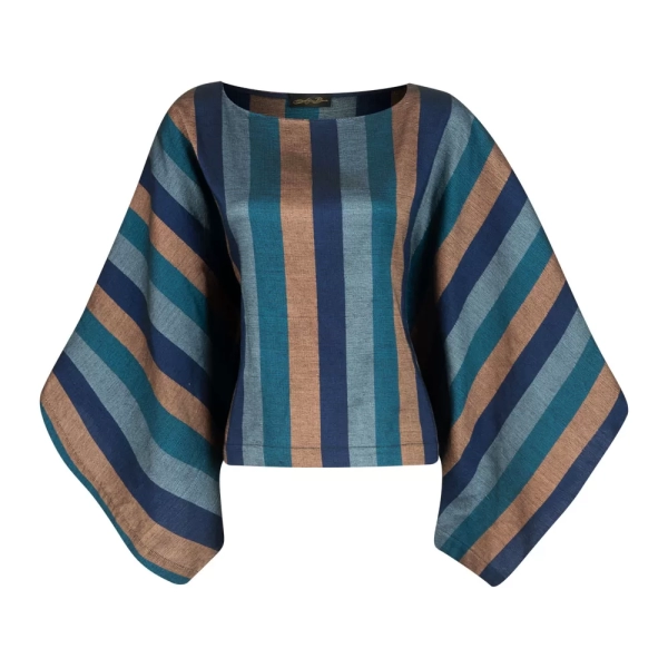 Ghost Mannequin Photograph of Blue Striped Top A