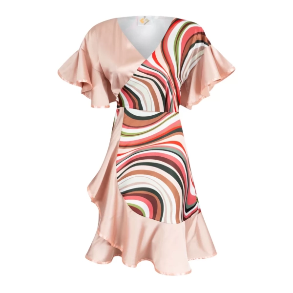 Ghost Mannequin Photograph of Peach Silk Dress A