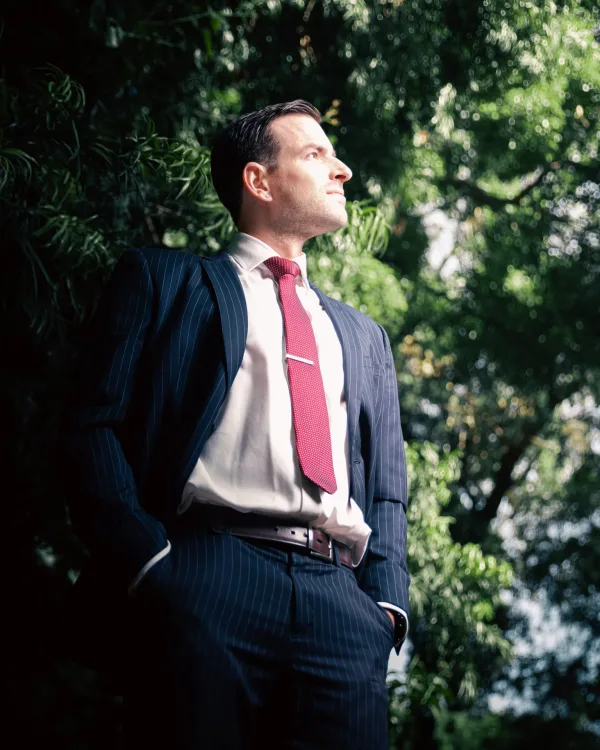 Portrait photo of model in suit