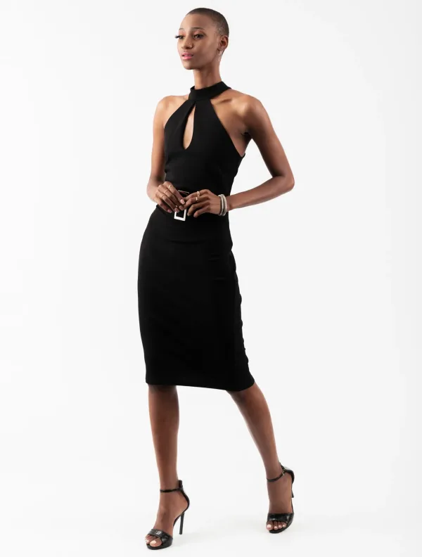 Studio fashion photography of model in black dress (3)