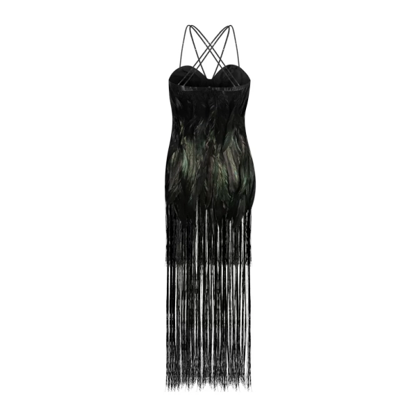 Ghost Mannequin Photograph of Black Peacock Feather Dress B